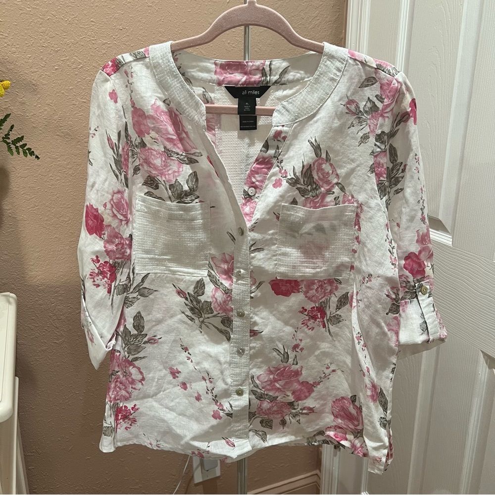 Dillards Ali Miles Floral Sequin Blouse